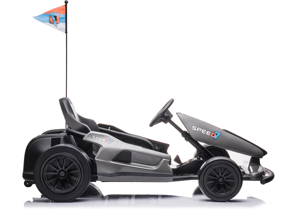 Go-Kart Eléctrico Infantil TREKCAR 24V con Función DRIFT Color Gris – Edición Estándar y Premium