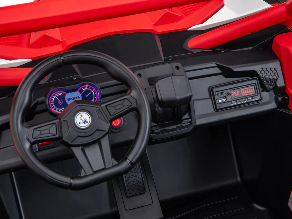 24V Ridington Max-R Buggy Todo Terreno 4x4 con Control Remoto – Rojo/Blanco