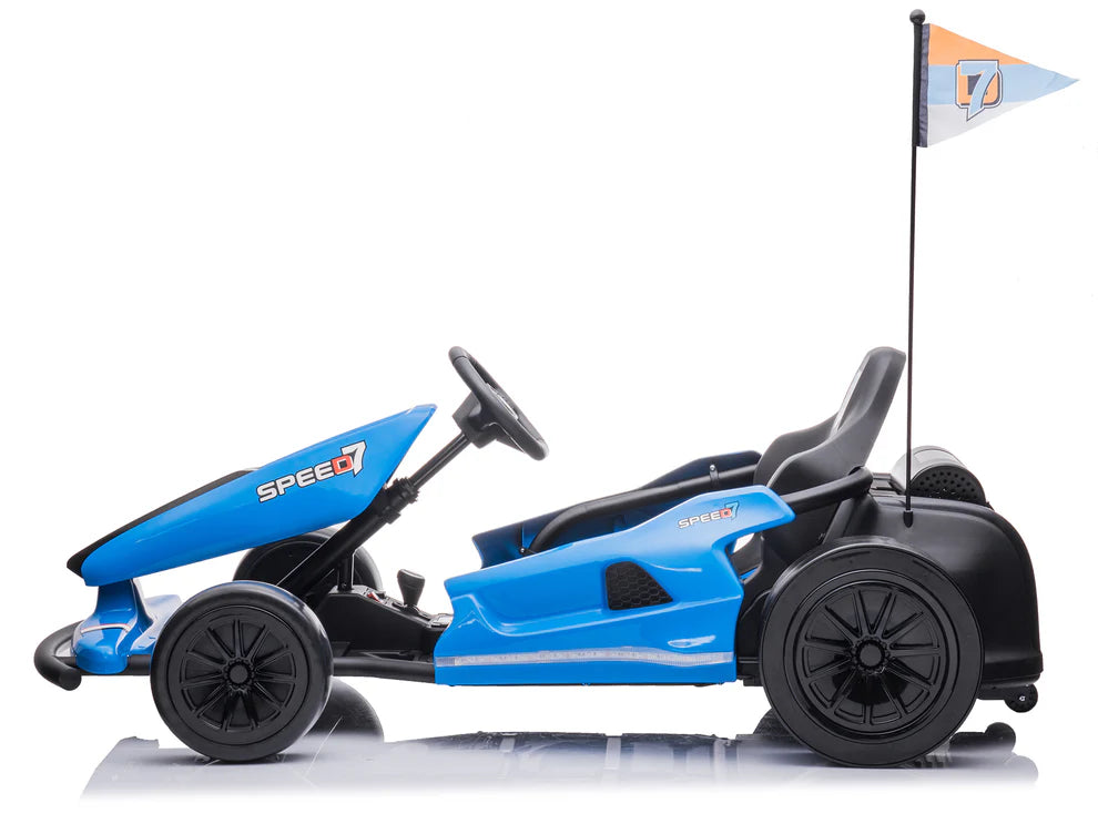 Go-Kart Eléctrico Infantil TREKCAR 24V con Función DRIFT Color Azul – Edición Estándar y Premium