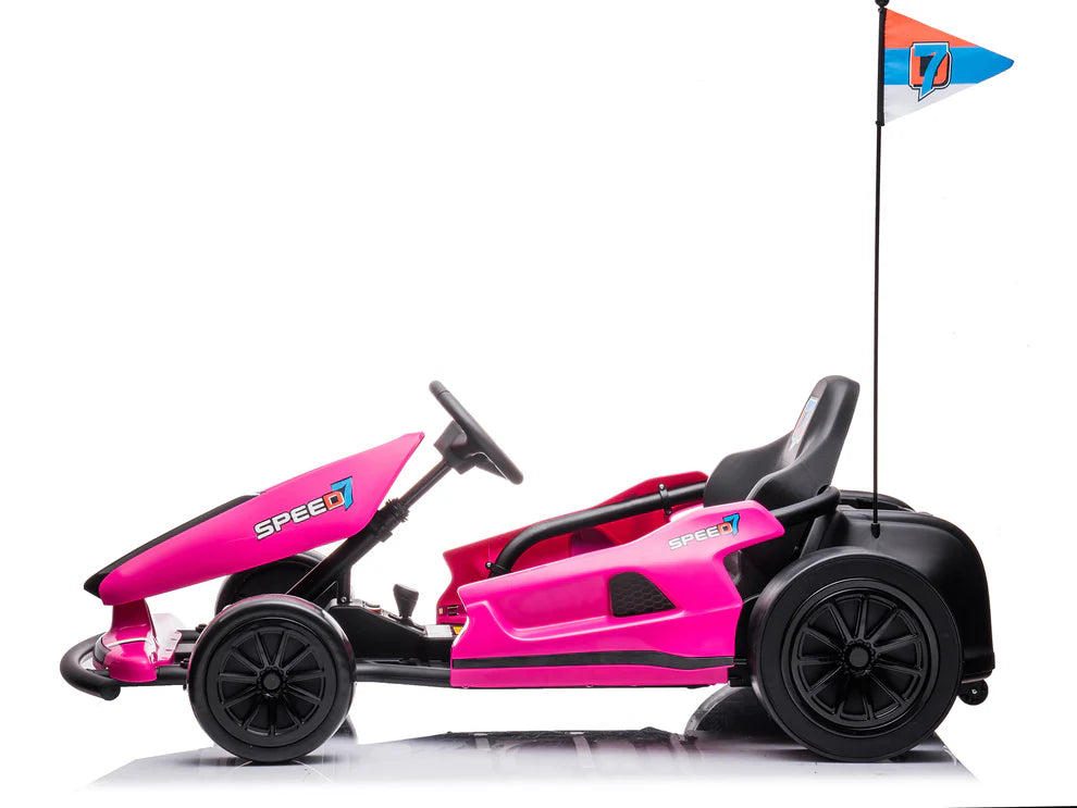 Go-Kart Eléctrico Infantil TREKCAR 24V con Función DRIFT Color Rosa – Edición Estándar y Premium