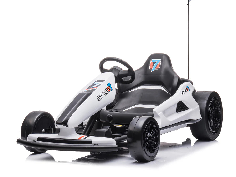 Go-Kart Eléctrico Infantil TREKCAR 24V con Función DRIFT Color Blanco – Edición Estándar y Premium
