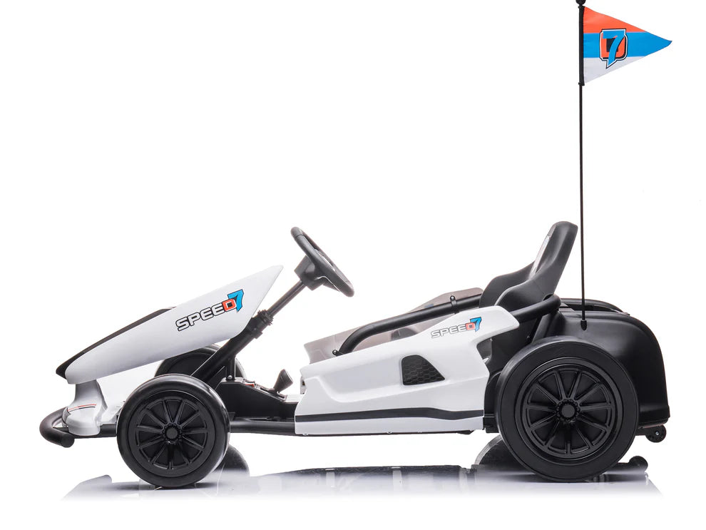 Go-Kart Eléctrico Infantil TREKCAR 24V con Función DRIFT Color Blanco – Edición Estándar y Premium