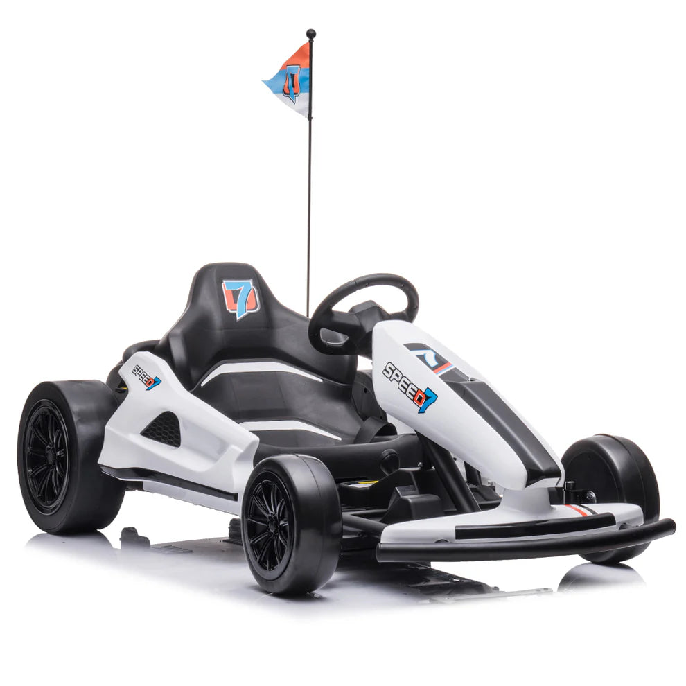 Go-Kart Eléctrico Infantil TREKCAR 24V con Función DRIFT Color Blanco – Edición Estándar y Premium