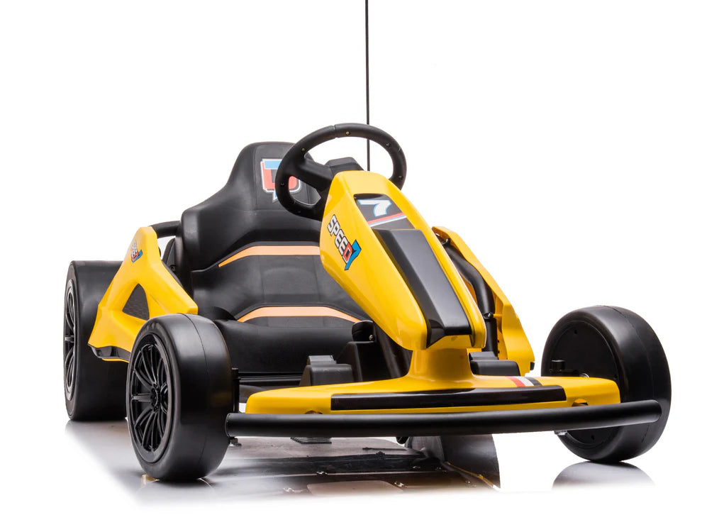 Go-Kart Eléctrico Infantil TREKCAR 24V con Función DRIFT Color Amarillo – Edición Estándar y Premium