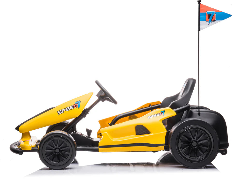 Go-Kart Eléctrico Infantil TREKCAR 24V con Función DRIFT Color Amarillo – Edición Estándar y Premium