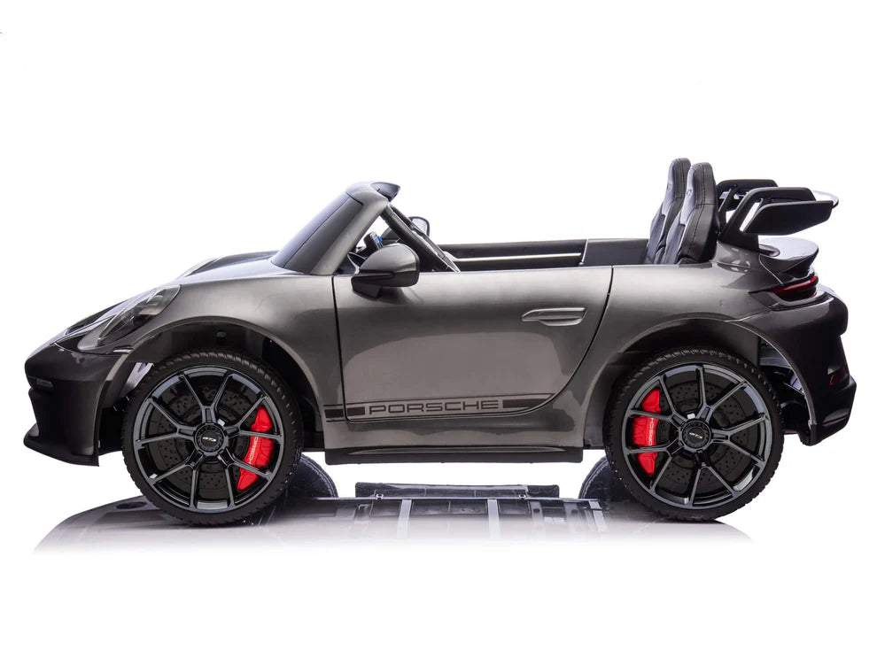 Carro Eléctrico Infantil Porsche 911 GT3 24V de 2 Plazas Gris – Edición Premium, LTD y PRO