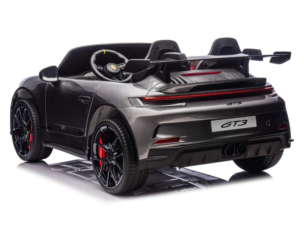 Carro Eléctrico Infantil Porsche 911 GT3 24V de 2 Plazas Gris – Edición Premium, LTD y PRO