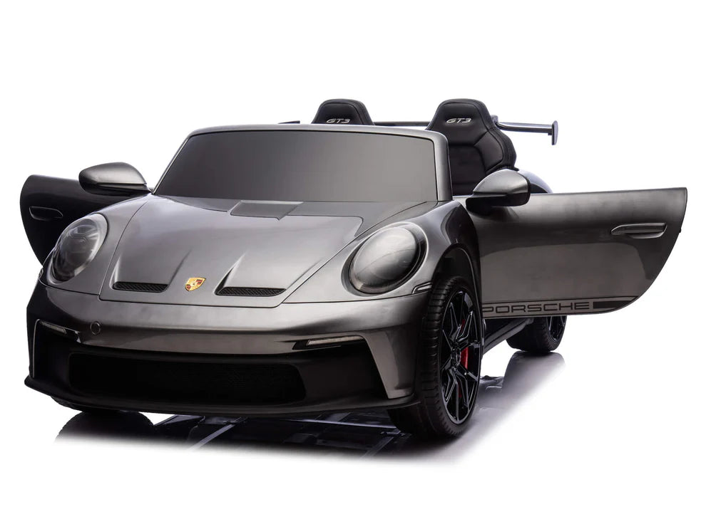 Carro Eléctrico Infantil Porsche 911 GT3 24V de 2 Plazas Gris – Edición Premium, LTD y PRO