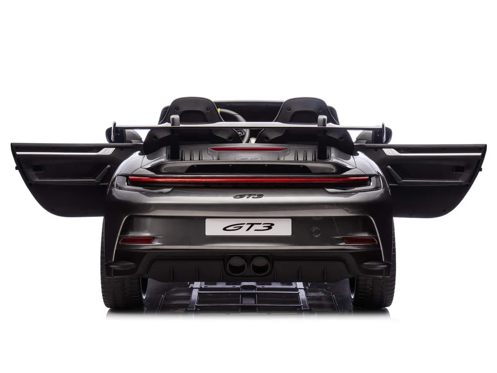 Carro Eléctrico Infantil Porsche 911 GT3 24V de 2 Plazas Gris – Edición Premium, LTD y PRO