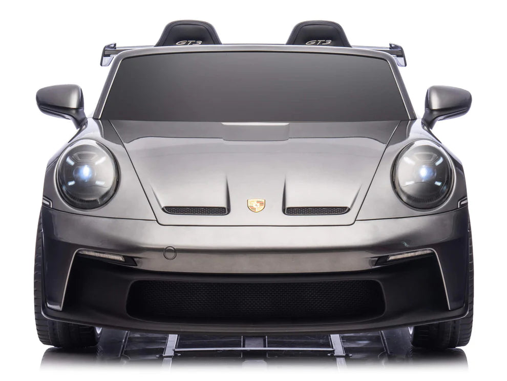 Carro Eléctrico Infantil Porsche 911 GT3 24V de 2 Plazas Gris – Edición Premium, LTD y PRO