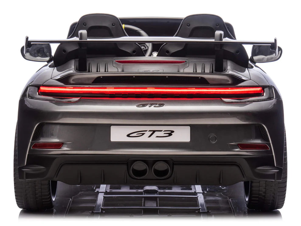 Carro Eléctrico Infantil Porsche 911 GT3 24V de 2 Plazas Gris – Edición Premium, LTD y PRO