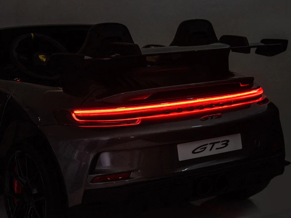 Carro Eléctrico Infantil Porsche 911 GT3 24V de 2 Plazas Gris – Edición Premium, LTD y PRO