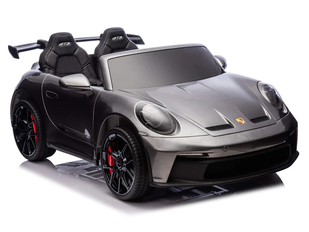Carro Eléctrico Infantil Porsche 911 GT3 24V de 2 Plazas Gris – Edición Premium, LTD y PRO