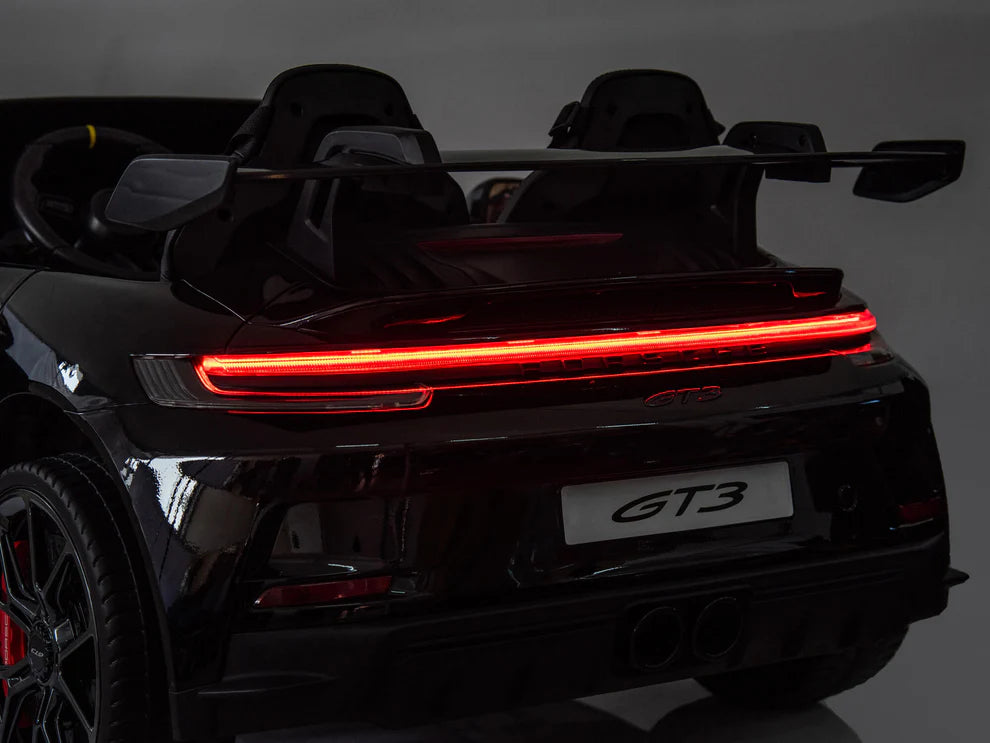 Carro Eléctrico Infantil Porsche 911 GT3 24V de 2 Plazas Negro – Edición Premium, LTD y PRO