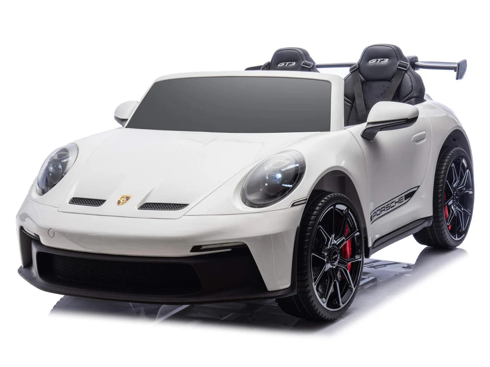 Carro Eléctrico Infantil Porsche 911 GT3 24V de 2 Plazas Blanco – Edición Premium, LTD y PRO