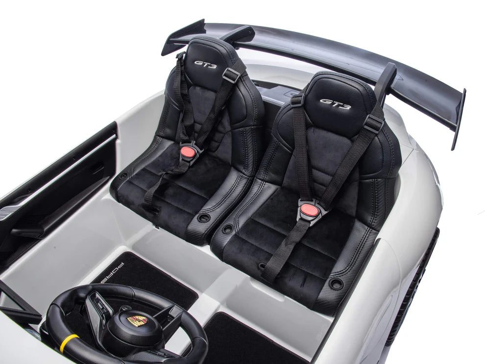 Carro Eléctrico Infantil Porsche 911 GT3 24V de 2 Plazas Blanco – Edición Premium, LTD y PRO
