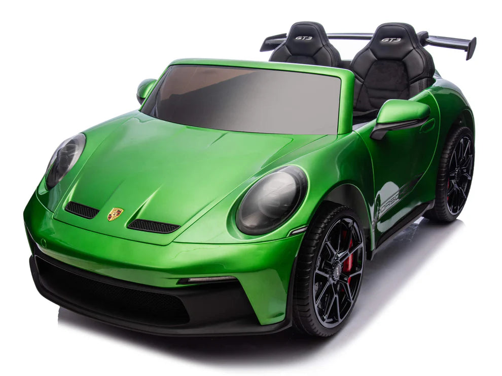 Carro Eléctrico Infantil Porsche 911 GT3 24V de 2 Plazas Verde – Edición Premium, LTD y PRO