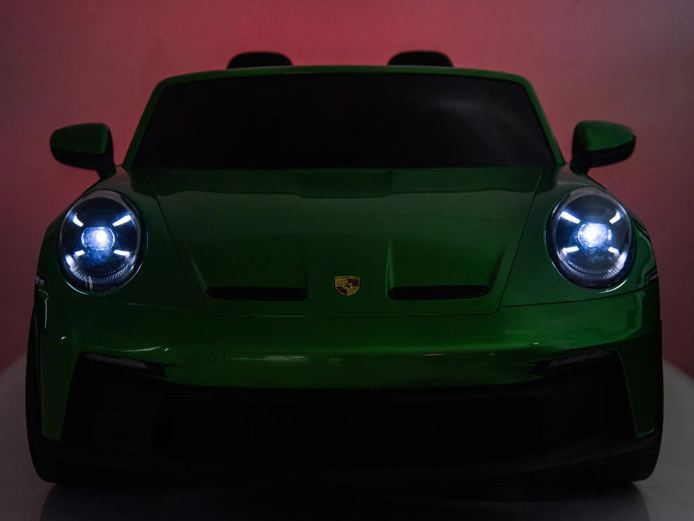 Carro Eléctrico Infantil Porsche 911 GT3 24V de 2 Plazas Verde – Edición Premium, LTD y PRO