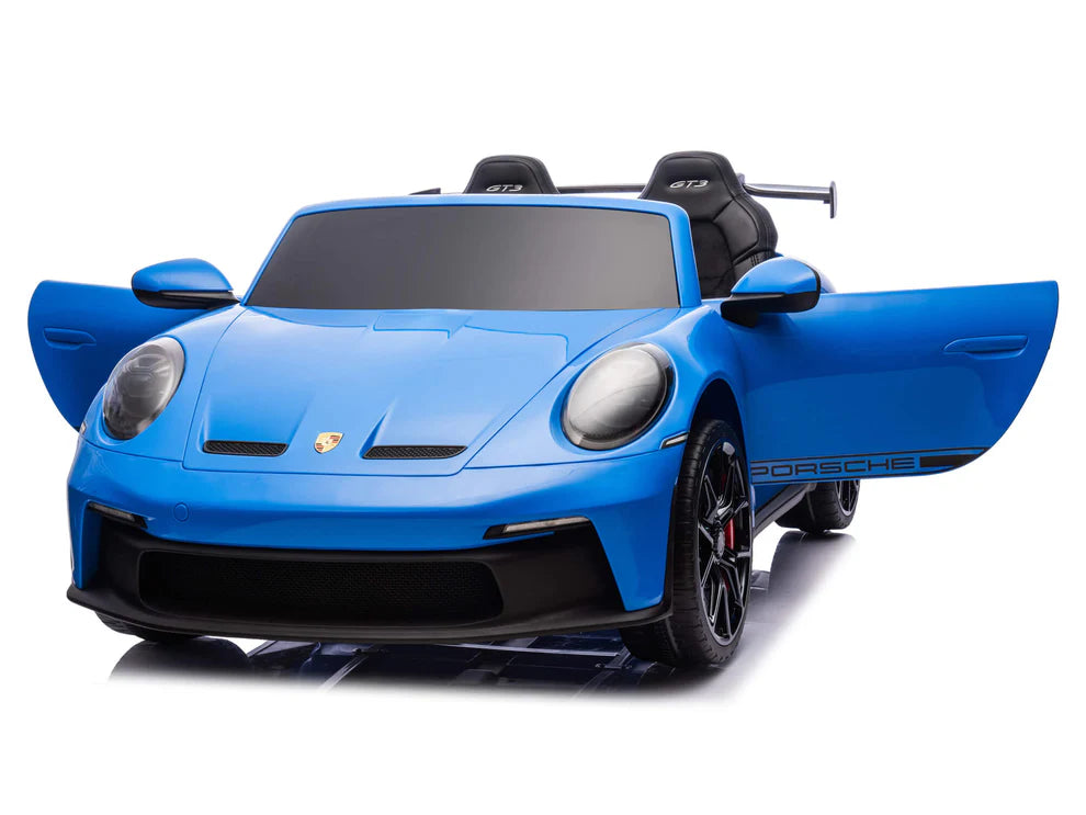 Carro Eléctrico Infantil Porsche 911 GT3 24V de 2 Plazas Azul – Edición Premium, LTD y PRO