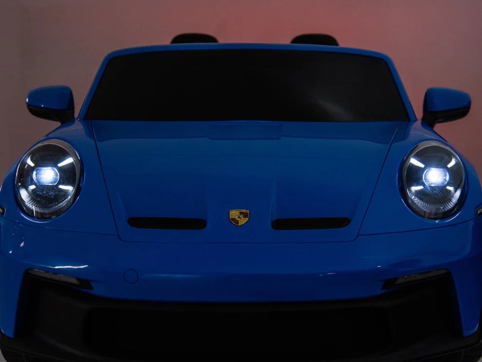 Carro Eléctrico Infantil Porsche 911 GT3 24V de 2 Plazas Azul – Edición Premium, LTD y PRO