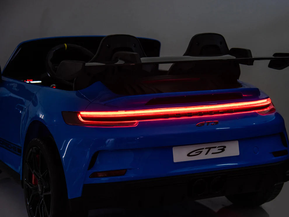 Carro Eléctrico Infantil Porsche 911 GT3 24V de 2 Plazas Azul – Edición Premium, LTD y PRO