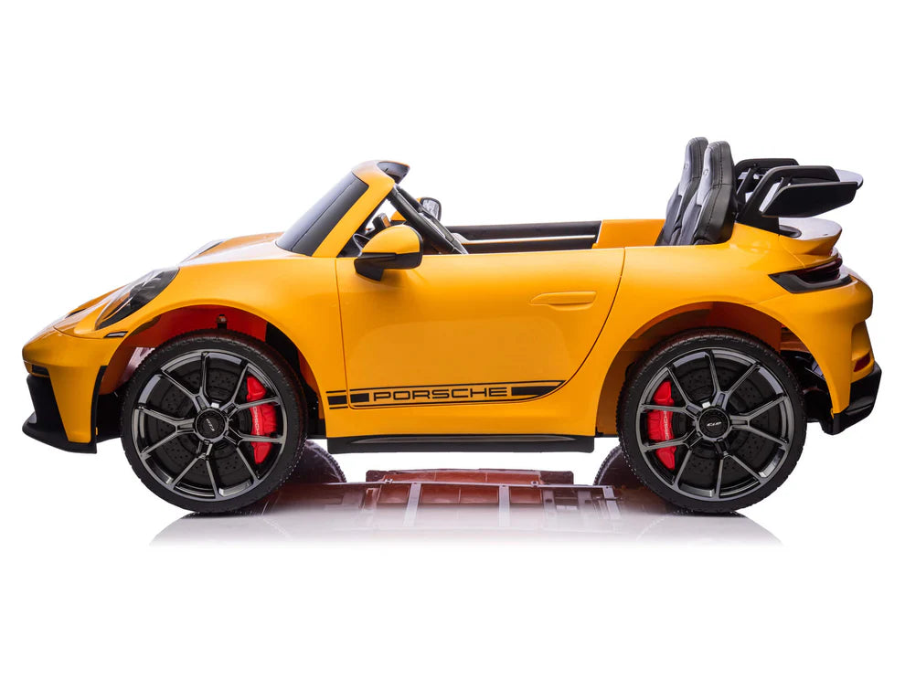 Carro Eléctrico Infantil Porsche 911 GT3 24V de 2 Plazas Amarilo – Edición Premium, LTD y PRO