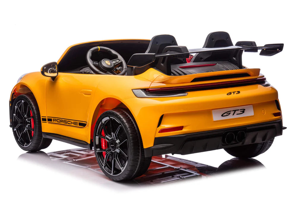 Carro Eléctrico Infantil Porsche 911 GT3 24V de 2 Plazas Amarilo – Edición Premium, LTD y PRO