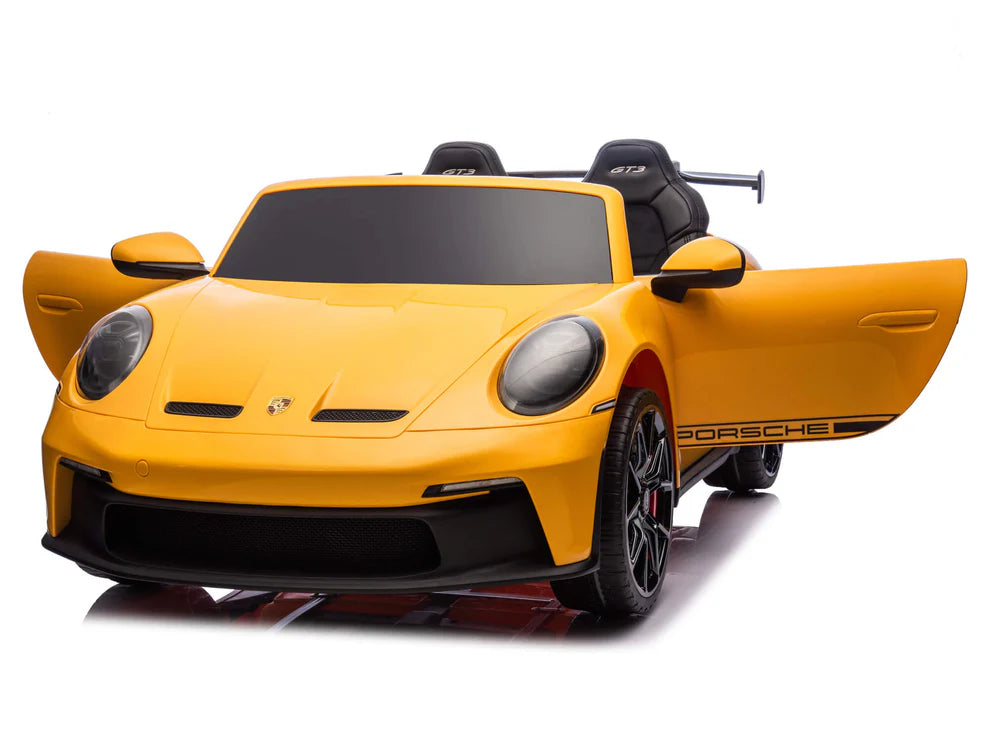 Carro Eléctrico Infantil Porsche 911 GT3 24V de 2 Plazas Amarilo – Edición Premium, LTD y PRO