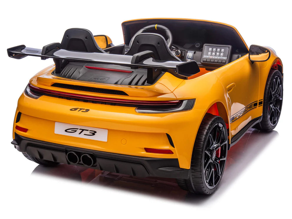 Carro Eléctrico Infantil Porsche 911 GT3 24V de 2 Plazas Amarilo – Edición Premium, LTD y PRO