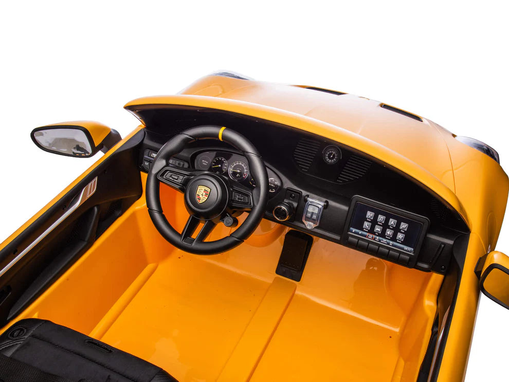 Carro Eléctrico Infantil Porsche 911 GT3 24V de 2 Plazas Amarilo – Edición Premium, LTD y PRO
