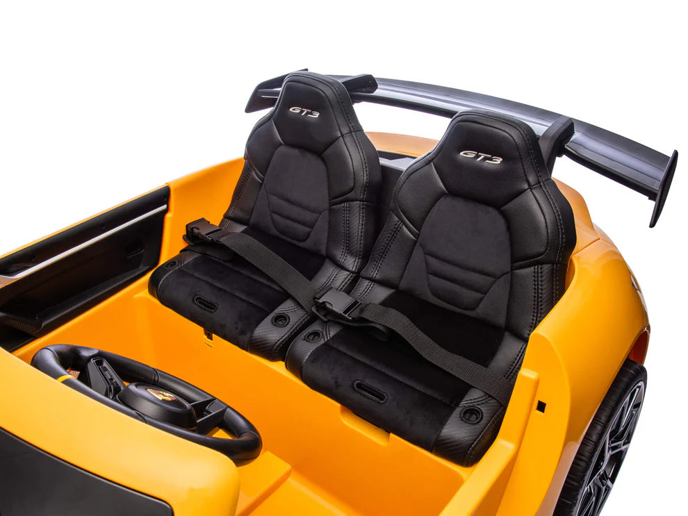 Carro Eléctrico Infantil Porsche 911 GT3 24V de 2 Plazas Amarilo – Edición Premium, LTD y PRO