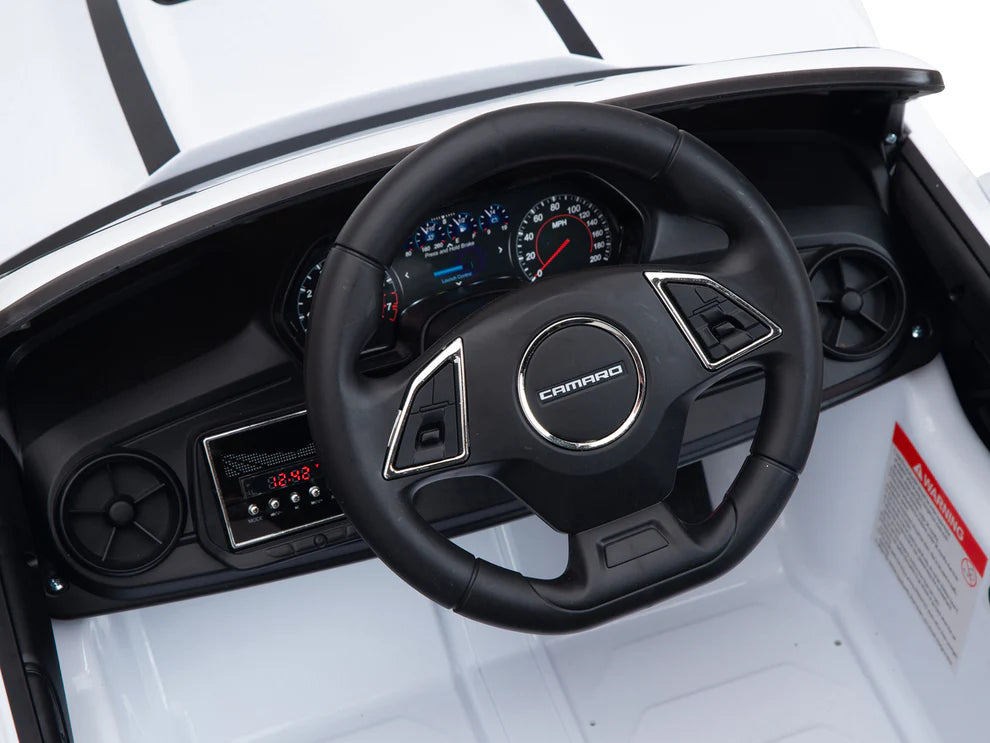 Carro Eléctrico Infantil Chevrolet Camaro 2SS 12V con Control Remoto Blanco – Edición Estándar y Premium