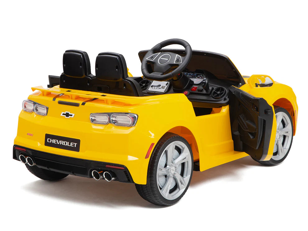 Carro Eléctrico Infantil Chevrolet Camaro 2SS 12V con Control Remoto Amarillo – Edición Estándar y Premium