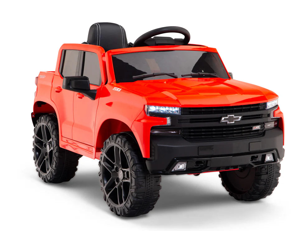 Camioneta Eléctrica Infantil Chevrolet Silverado Trail Boss 12V con Control Remoto Rojo – Edición Estándar y Premium