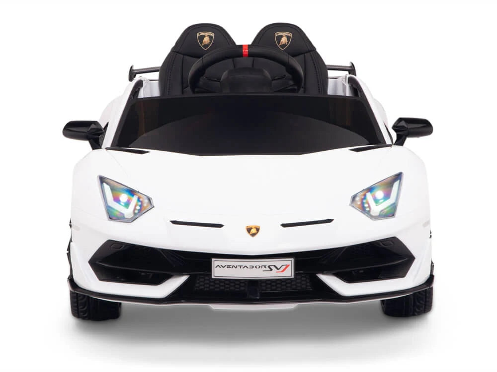Carro Eléctrico Infantil Lamborghini Aventador SVJ 12V con Control Remoto Blanco – Edición Estándar y Premium