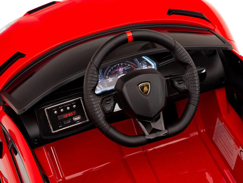 Carro Eléctrico Infantil Lamborghini Aventador SVJ 12V con Control Remoto Rojo – Edición Estándar y Premium