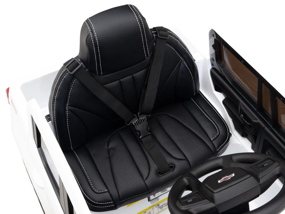 Camioneta Eléctrica Infantil Chevrolet Silverado Trail Boss 12V con Control Remoto White – Edición Estándar y Premium