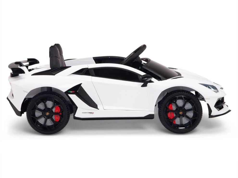 Carro Eléctrico Infantil Lamborghini Aventador SVJ 12V con Control Remoto Blanco – Edición Estándar y Premium