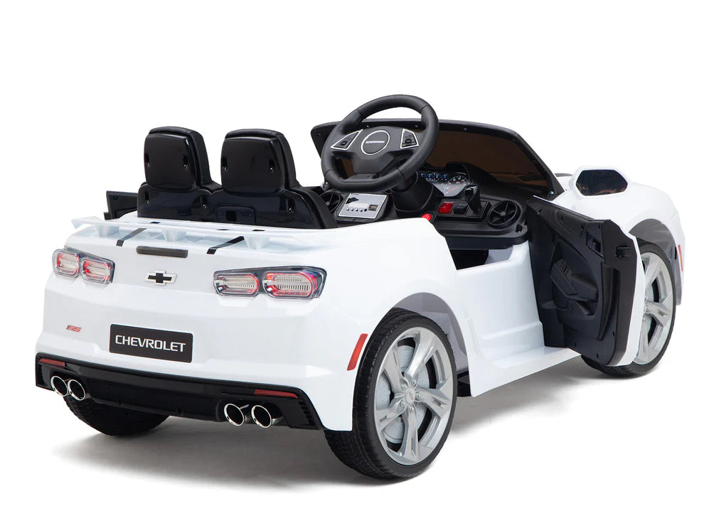 Carro Eléctrico Infantil Chevrolet Camaro 2SS 12V con Control Remoto Blanco – Edición Estándar y Premium