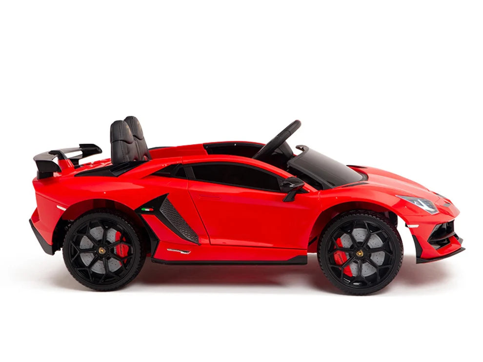Carro Eléctrico Infantil Lamborghini Aventador SVJ 12V con Control Remoto Rojo – Edición Estándar y Premium