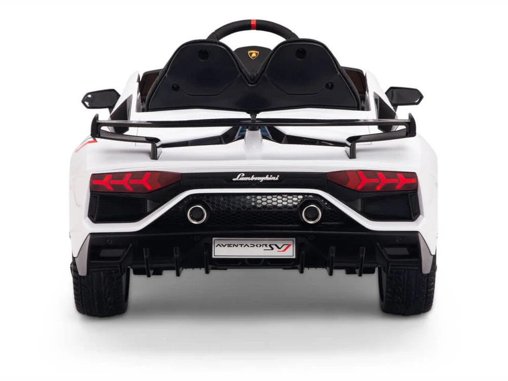 Carro Eléctrico Infantil Lamborghini Aventador SVJ 12V con Control Remoto Blanco – Edición Estándar y Premium