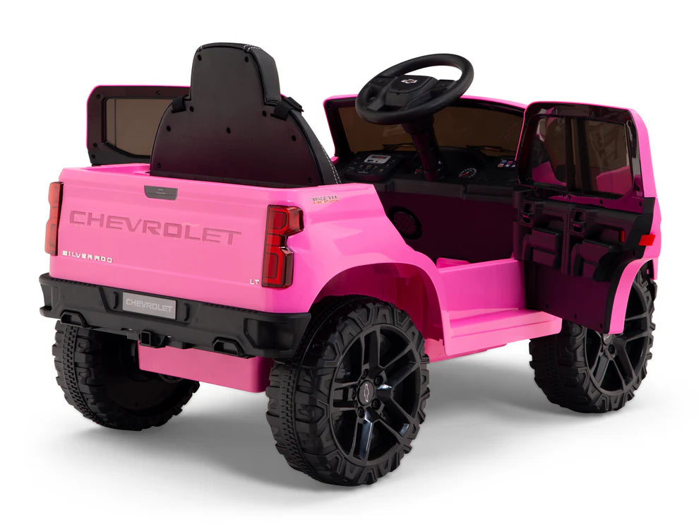 Camioneta Eléctrica Infantil Chevrolet Silverado Trail Boss 12V con Control Remoto Rosa – Edición Estándar y Premium