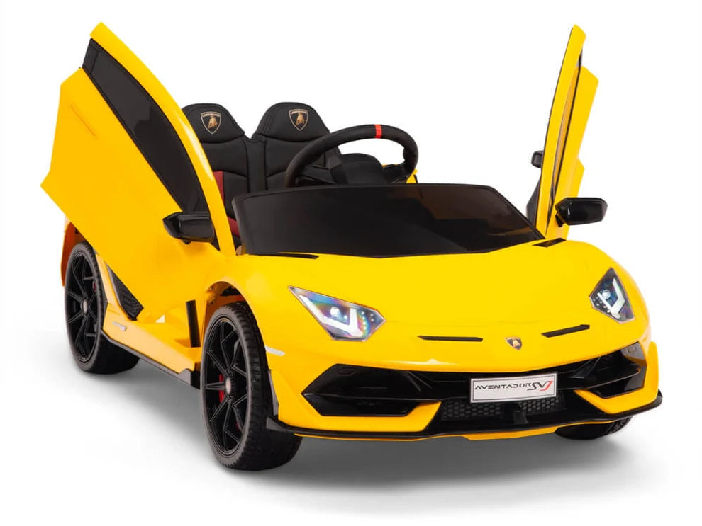 Carro Eléctrico Infantil Lamborghini Aventador SVJ 12V con Control Remoto Amarillo – Edición Estándar y Premium