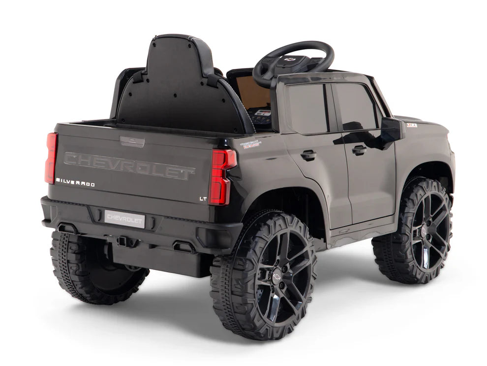 Camioneta Eléctrica Infantil Chevrolet Silverado Trail Boss 12V con Control Remoto Negro – Edición Estándar y Premium