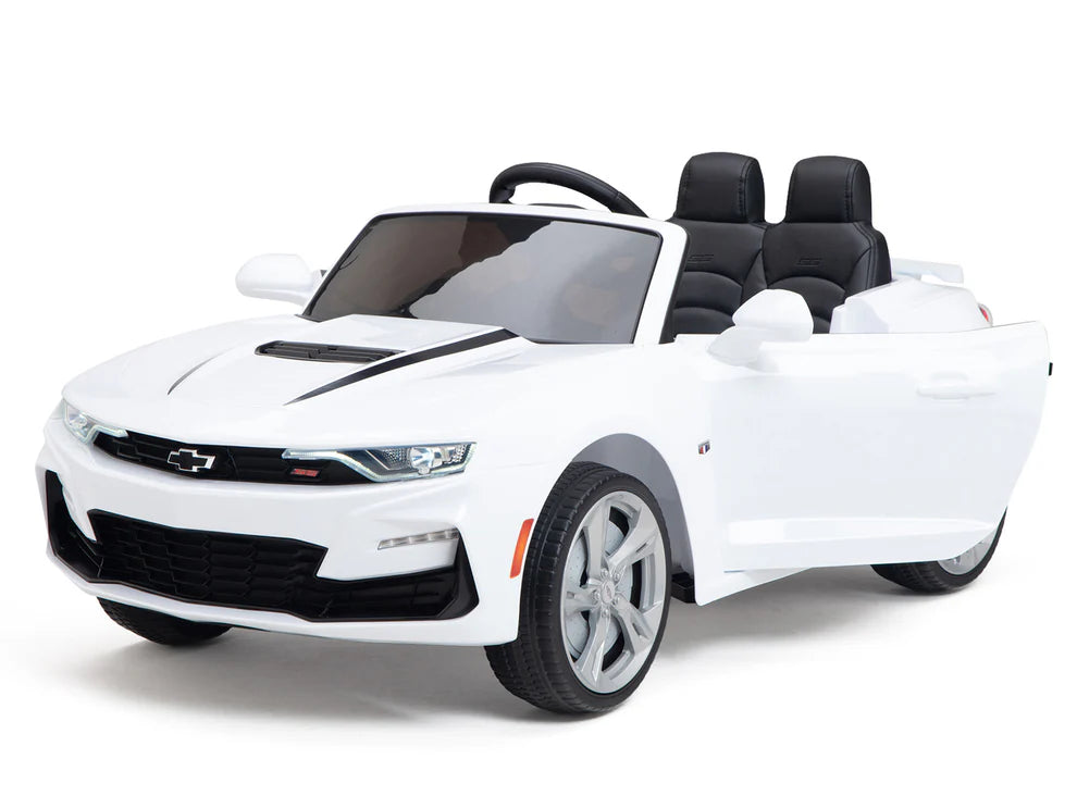 Carro Eléctrico Infantil Chevrolet Camaro 2SS 12V con Control Remoto Blanco – Edición Estándar y Premium