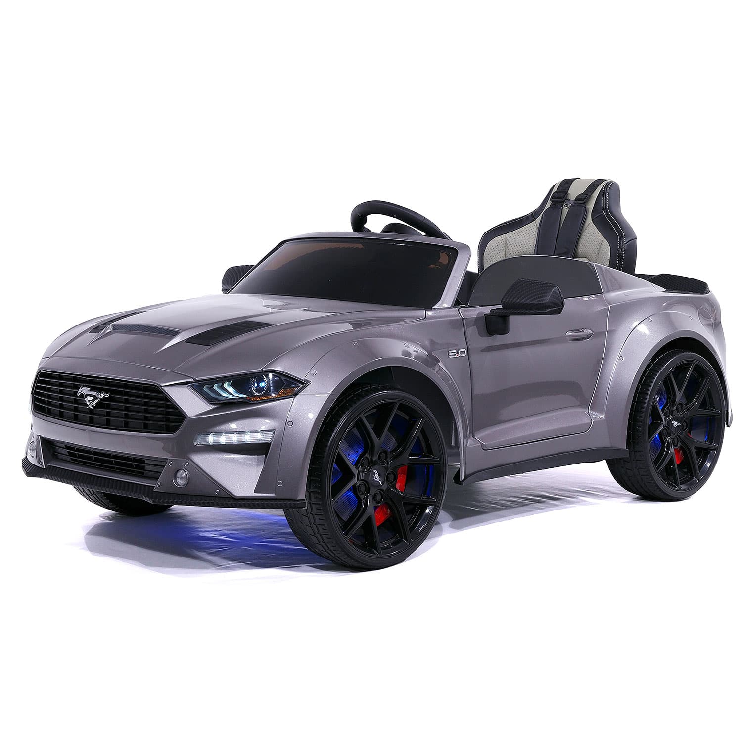 Carro Eléctrico Infantil Ford Mustang GT Custom Edition 24V con Control Remoto Gris– Edición de Premium