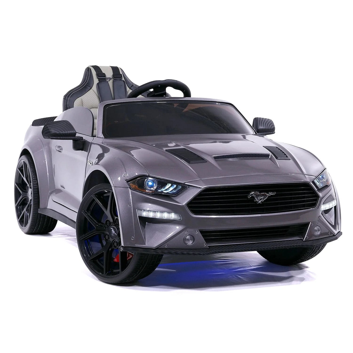 Carro Eléctrico Infantil Ford Mustang GT Custom Edition 24V con Control Remoto Gris– Edición de Premium