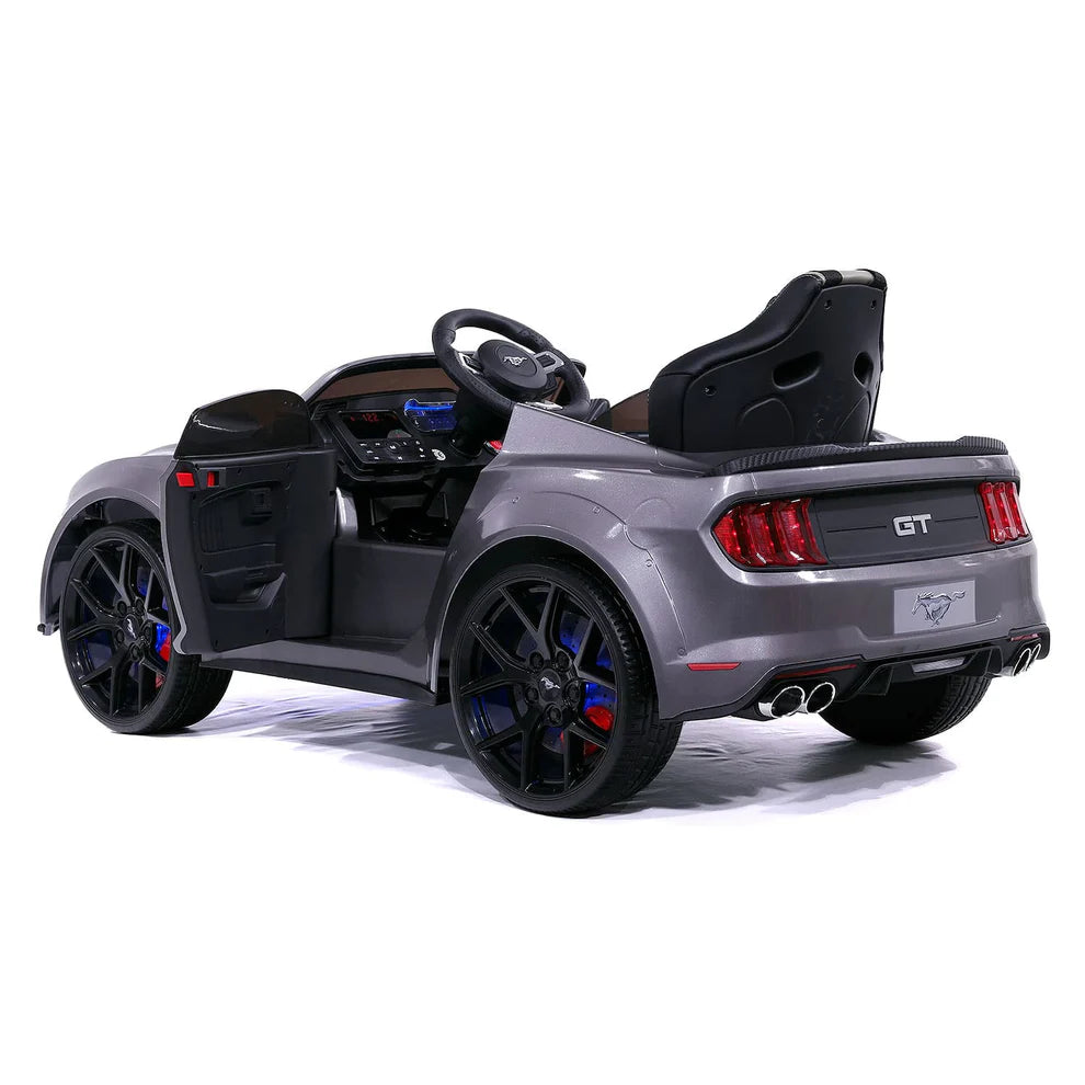 Carro Eléctrico Infantil Ford Mustang GT Custom Edition 24V con Control Remoto Gris– Edición de Premium