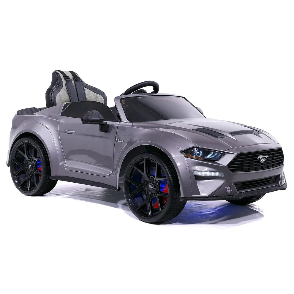 Carro Eléctrico Infantil Ford Mustang GT Custom Edition 24V con Control Remoto Gris– Edición de Premium
