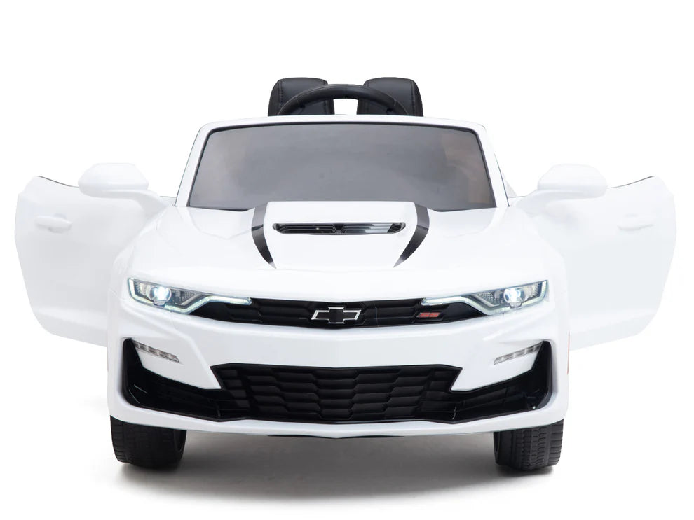 Carro Eléctrico Infantil Chevrolet Camaro 2SS 12V con Control Remoto Blanco – Edición Estándar y Premium